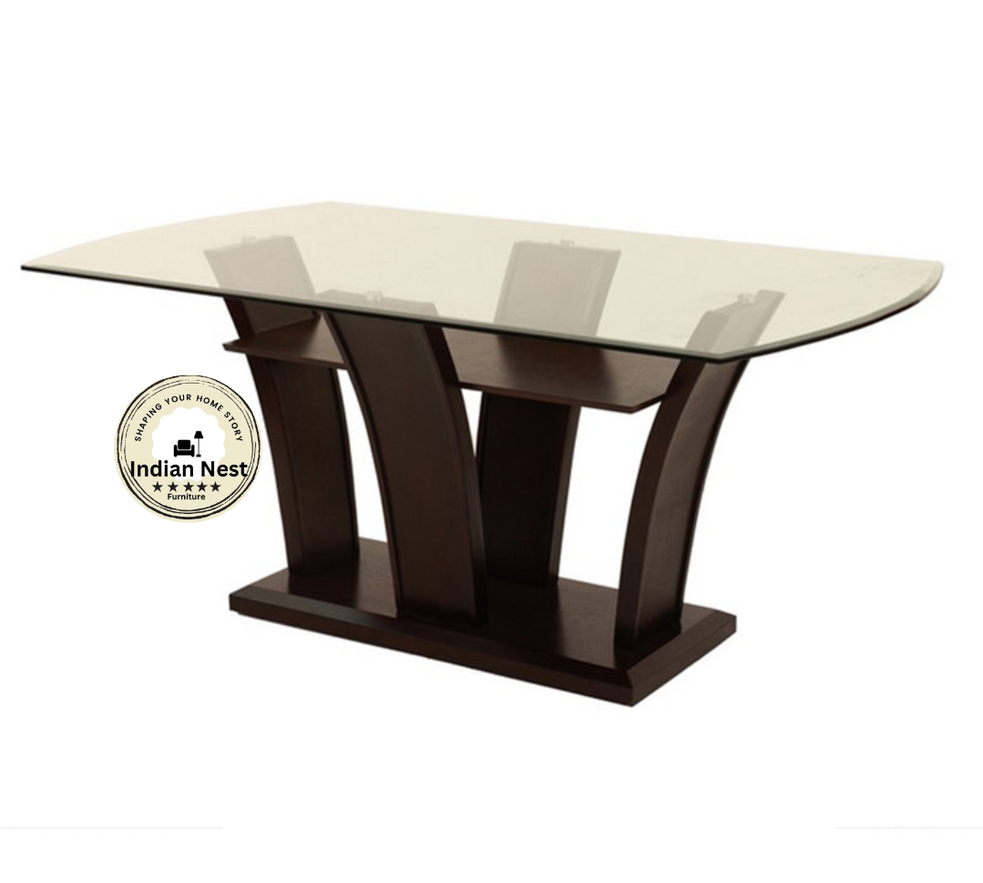 Douglas Ashely Glass Wooden Dining Table
