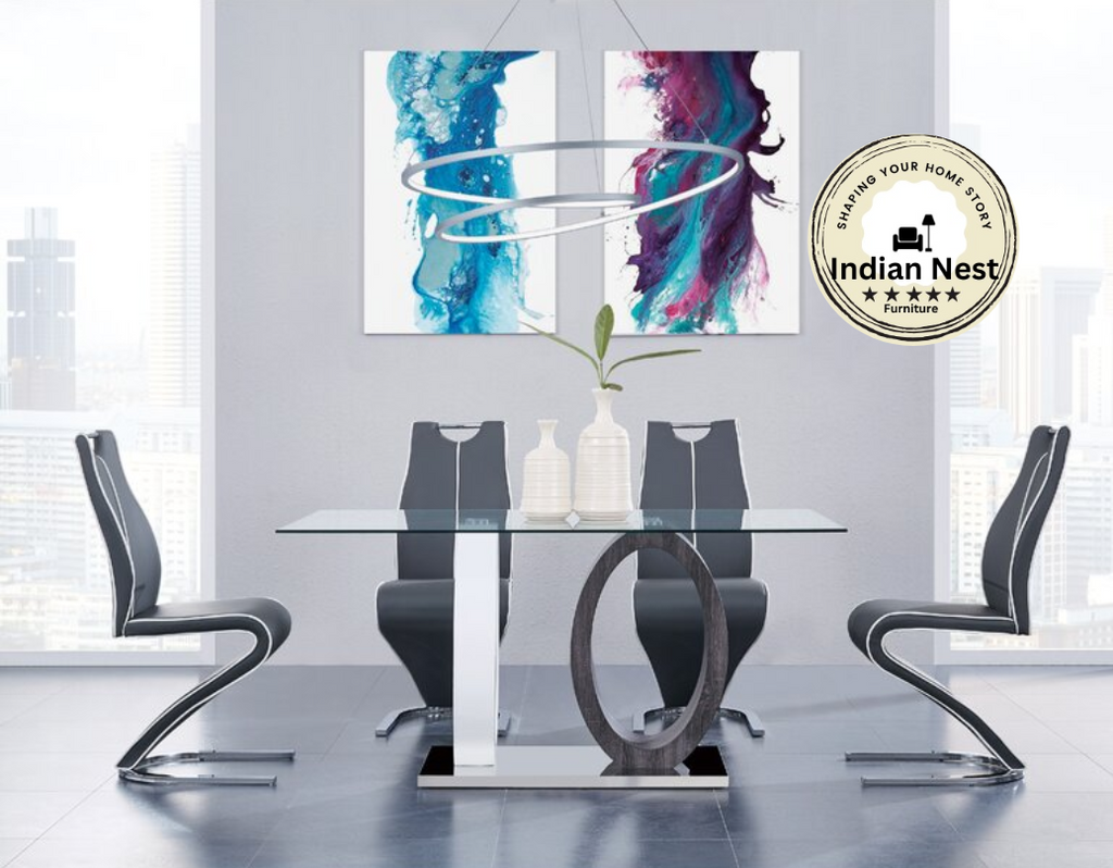 Aahed Glass Wooden Frame Dining Table