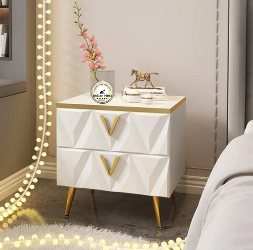 Aahed V-Design Bedside Table With Two Drawer
