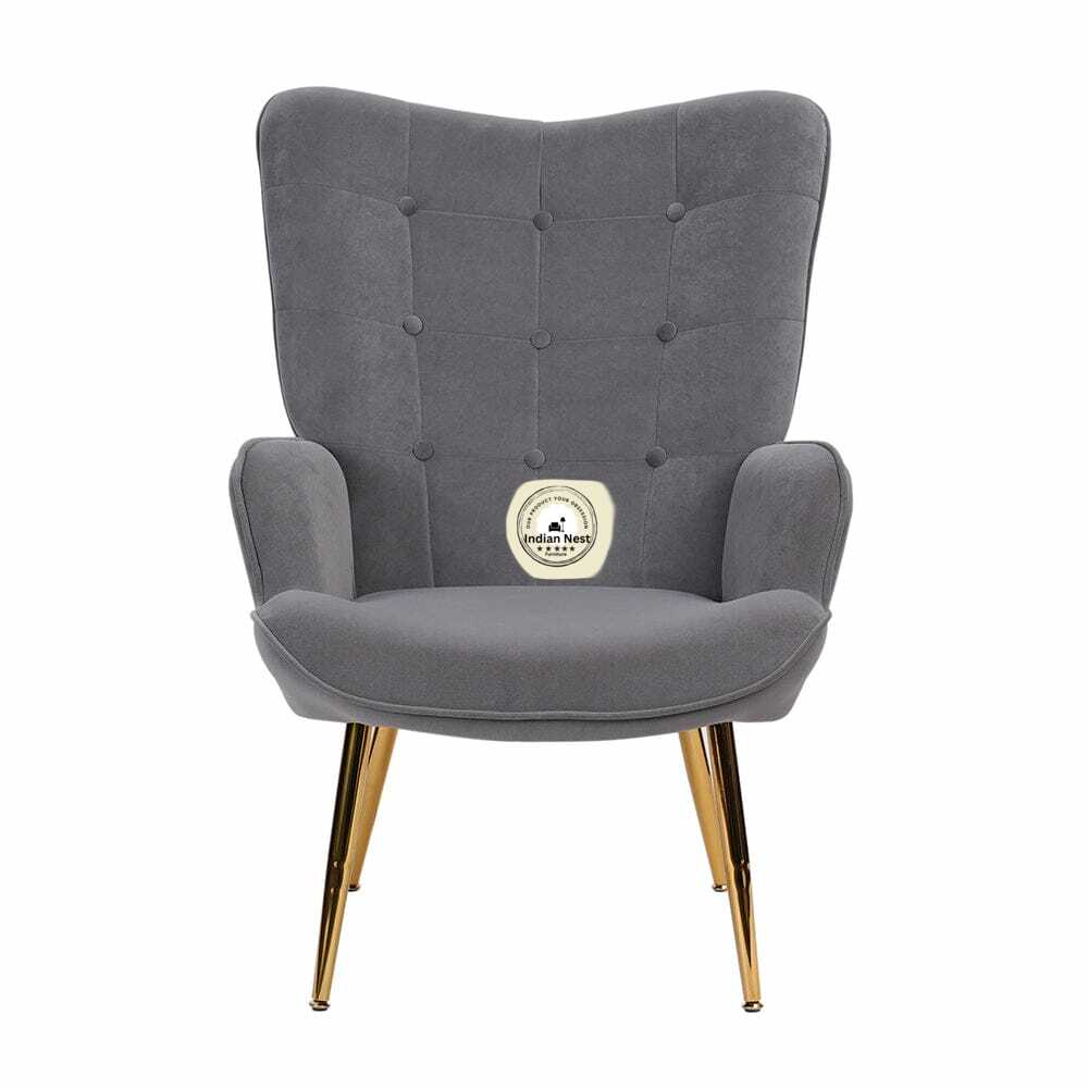 Boss Button Tufted Wingback Chair with Stool