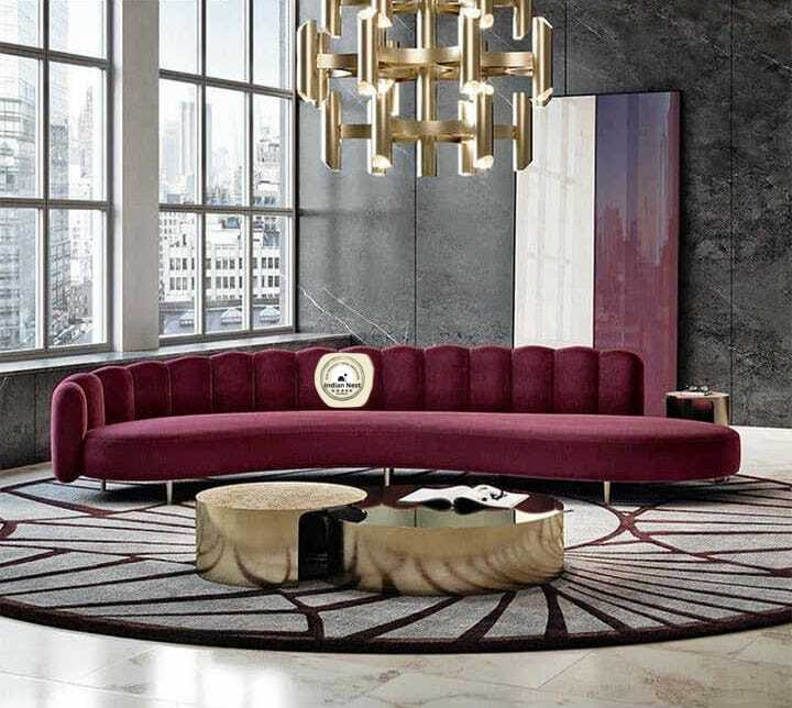 Aahed Long Maroon Curve Sofa
