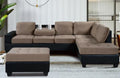 Sectional L-Sofa With Storage Ottoman And Cup Holders