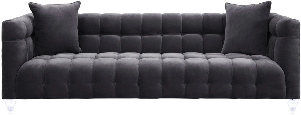 Modern Quilted Sofa Set In Suede