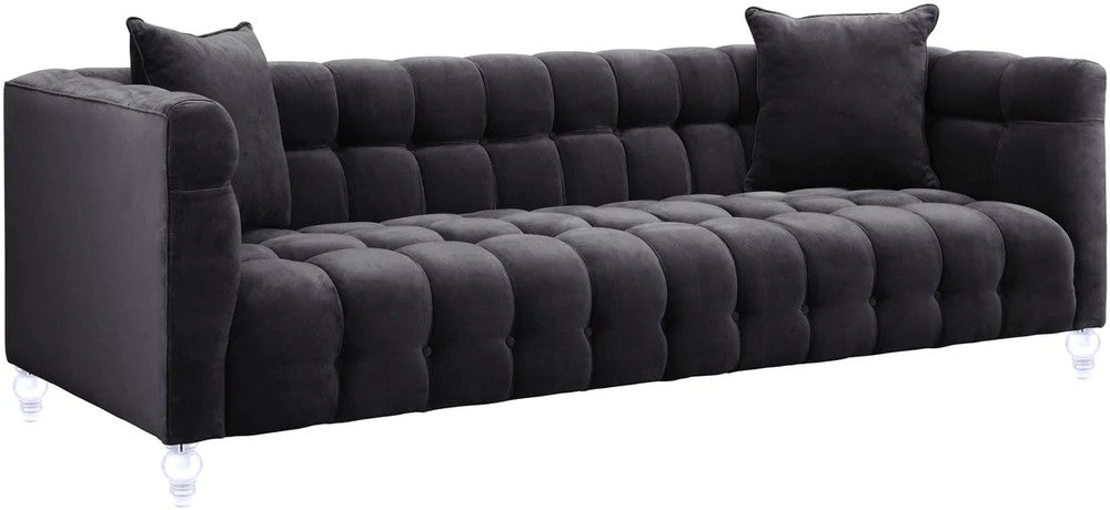 Modern Quilted Sofa Set In Suede
