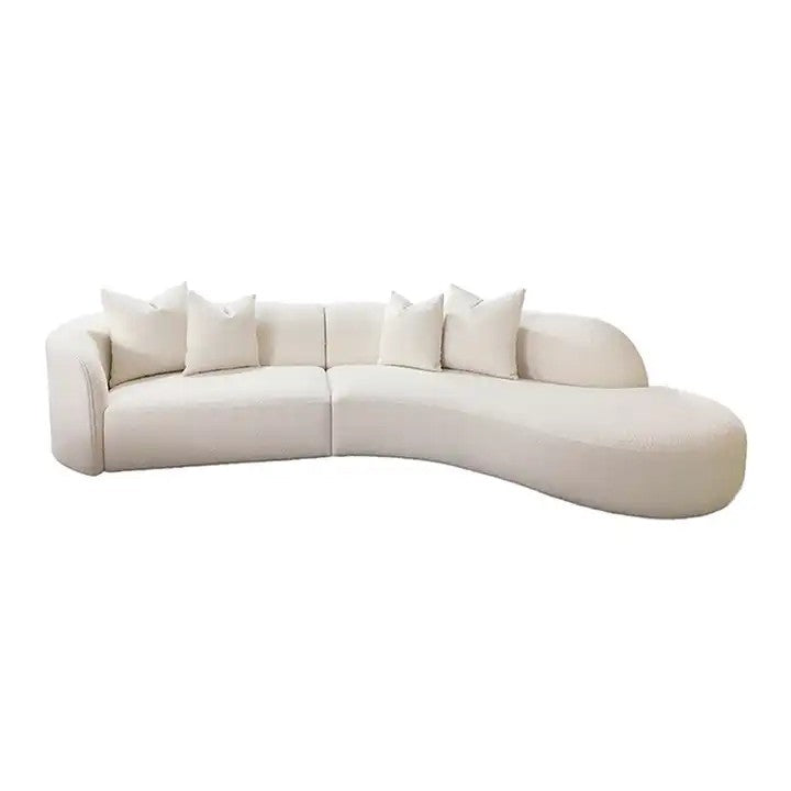 Milan Style Modern Velvet Upholstered Curved Sofa