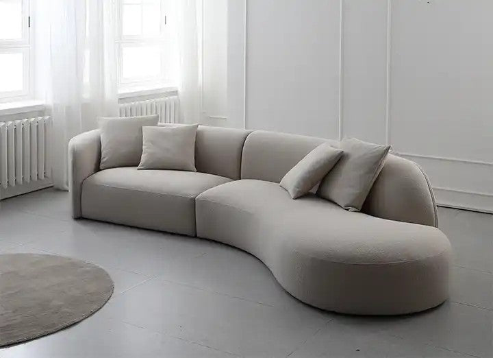 Milan Style Modern Velvet Upholstered Curved Sofa