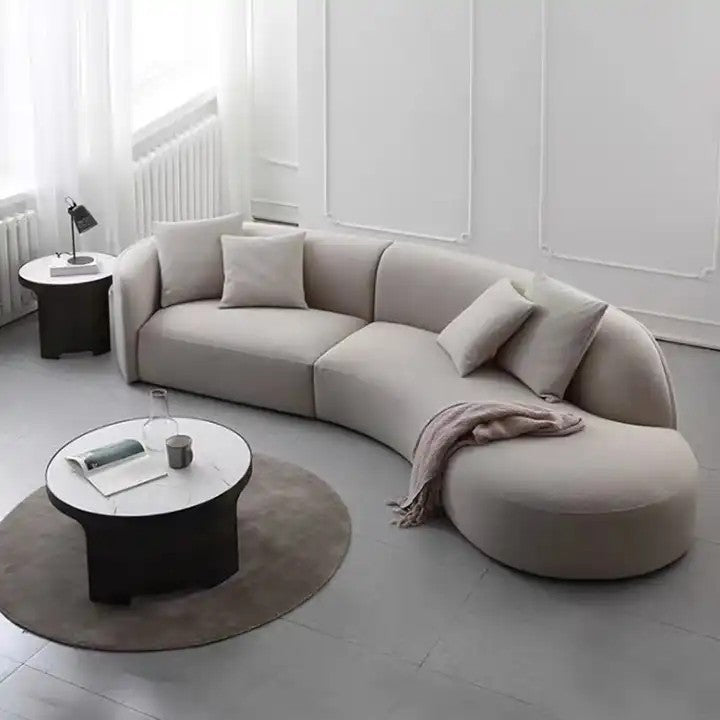 Milan Style Modern Velvet Upholstered Curved Sofa