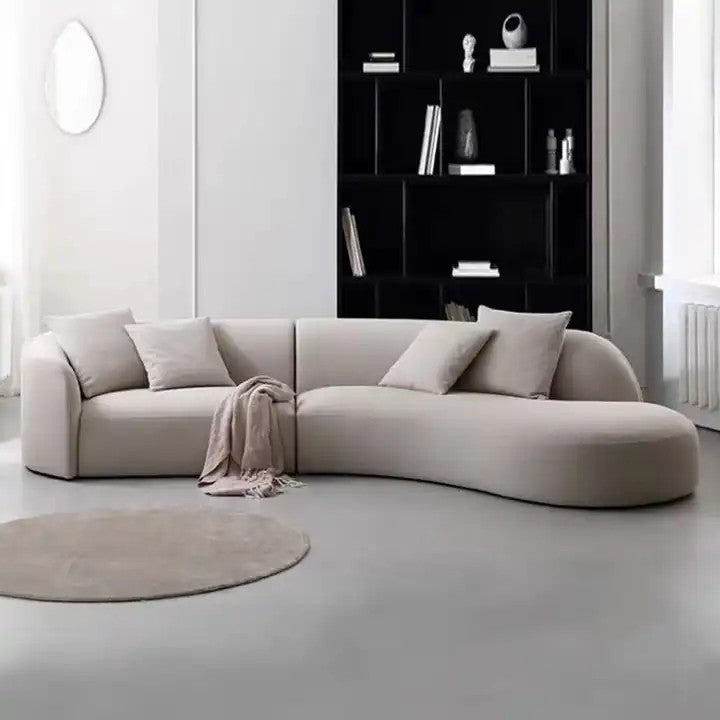 Milan Style Modern Velvet Upholstered Curved Sofa