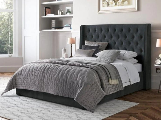 Canabria Upholstered Bed in Suede with Storage
